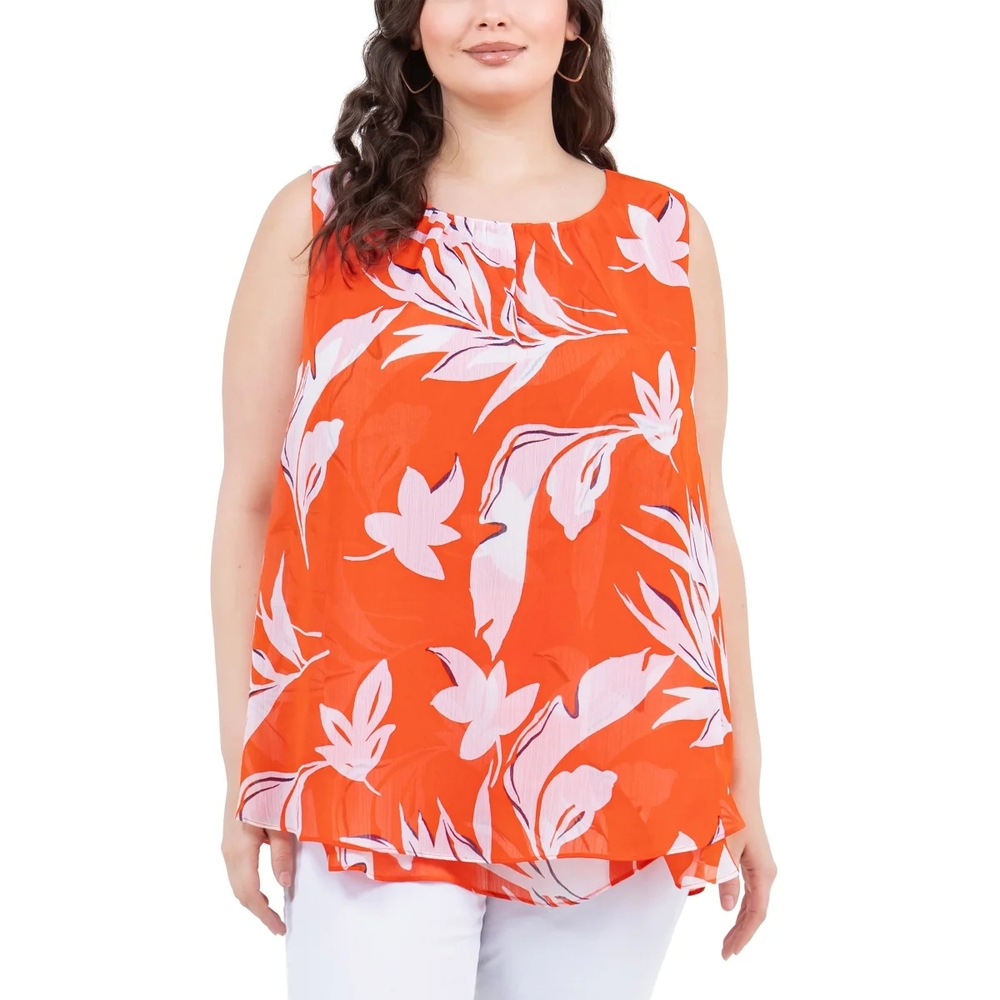 Floral Orange Sleeveless Top - Picture 4 of 10